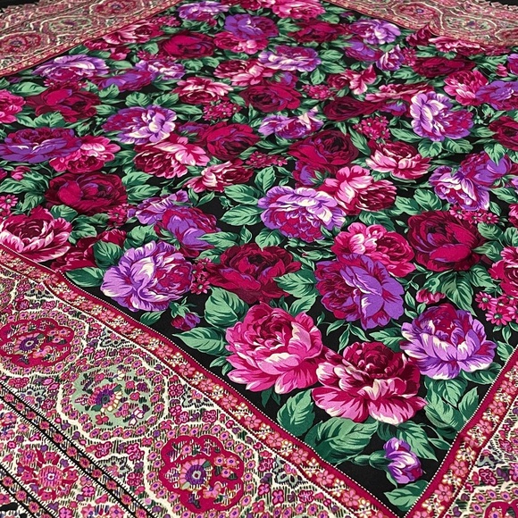 Yves Saint Laurent Floral Patterned Cotton Scarf - Picture 3 of 8